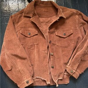 POL Women's Brown Corduroy Button Down Shirt